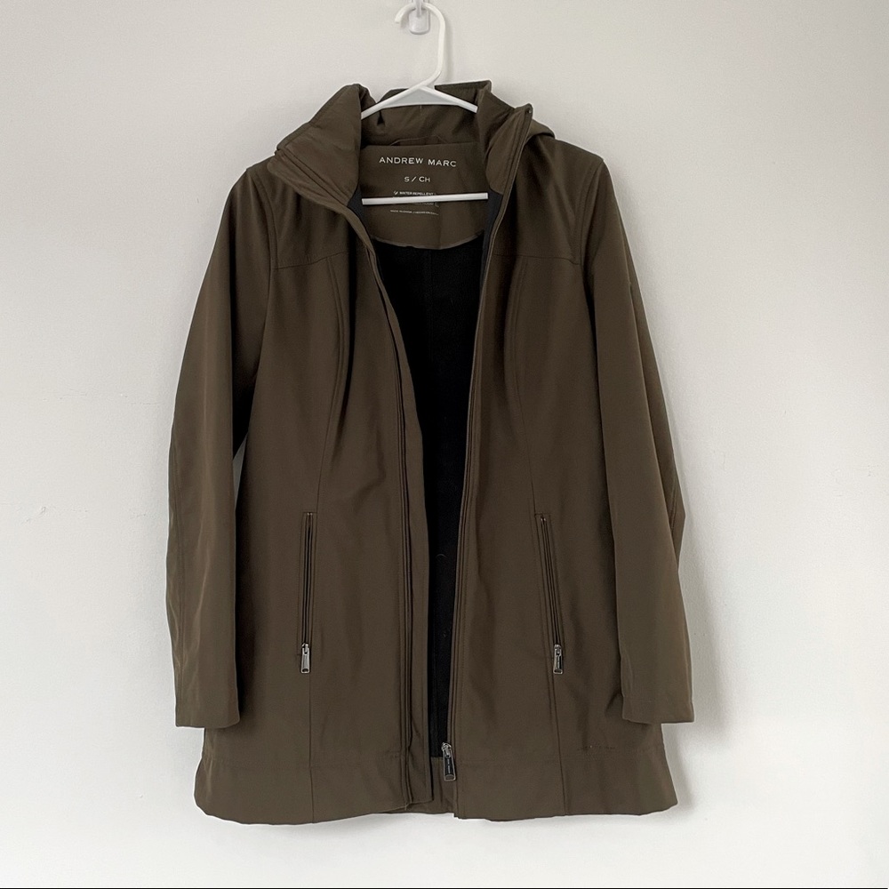 Andrew Marc Olive Green Rain Jacket - Size Small